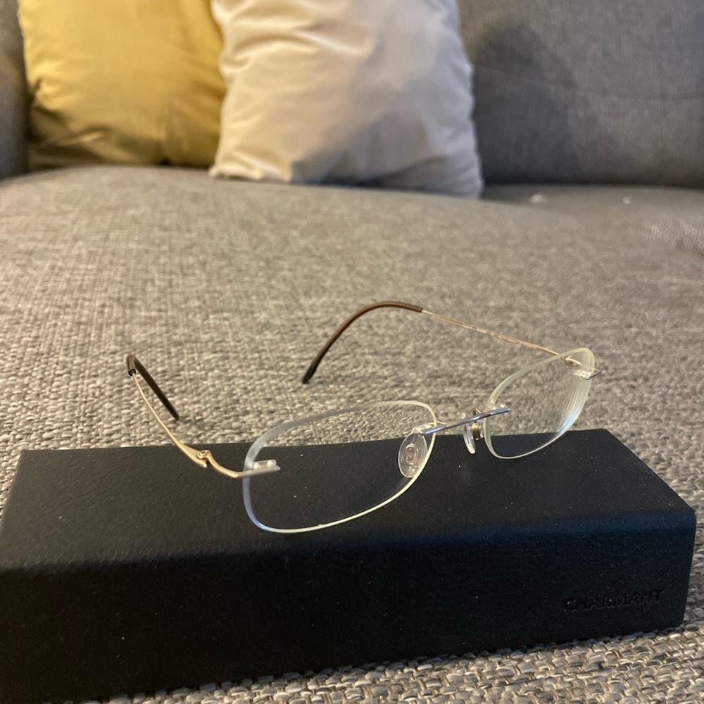 Charmant Eyeglasses Ch8600e Titanium Rimless Chassis Optical Frame View 6